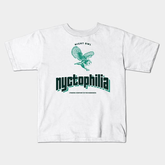 Nyctophilia - Night Owl Kids T-Shirt by barn-of-nature